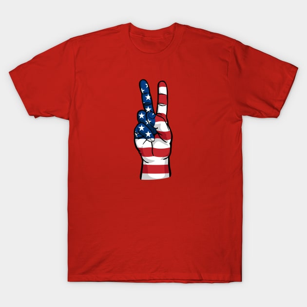 Patriotic USA Peace Sign T-Shirt by hobrath